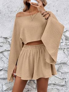 Mulheres 2025 Verão Resort Desgaste Estilo Europeu de Manga Longa Top Designer Shorts <span class=keywords><strong>Casual</strong></span> Férias Coleção Outfit De Duas Peças - Product Image 6