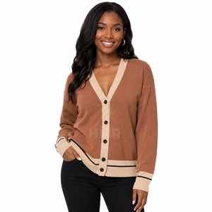 HMR Sisterhood Sorority Acrylic Long Sleeve Contrast Color Solid Autumn Casual Top Regular Fit Button Closure - Product Image 1