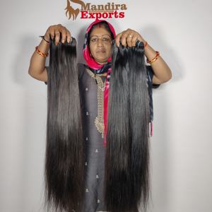 ผมต่อแบบอินเดียบริสุทธิ์ตรงธรรมชาติแบบ100% ปราศจากสารเคมีจากวิหารสีดำมีคลื่นตามธรรมชาติ - Product Image 4