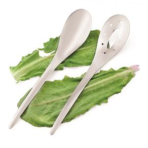 Ensemble de serveurs à salade écologiques de qualité supérieure, cuillère solide en acier inoxydable, cuillère ajourée, finition chromée satinée, outils à salade, passe au lave-vaisselle - Product Image 3