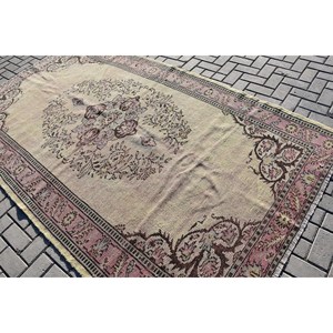 พรมวินเทจขนาด 5.6x9.3 ฟุต พรมตุรกีขนาดใหญ่ พรมลายทางสีน้ำตาลเบจ - Product Image 4