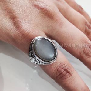 Bague pour homme en argent sterling 925 avec pierre de lune grise naturelle, pierre de naissance de juin, toutes tailles, bijou de fête lourd, vente en gros - Product Image 5