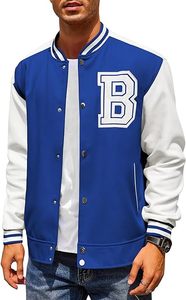 Veste universitaire légère en laine mélangée pour hommes, bombardier de baseball d'hiver avec décoration en fourrure de mouton, style Letterman tricoté - Product Image 3