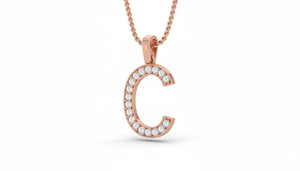 Pendentif en or et diamants en forme de lettre C, or 18 carats avec diamants naturels, bijoux fins minimalistes personnalisés, cadeau pour femmes - Product Image 3