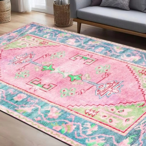 ชุดพรมขนแกะโอเช็คสีชมพู8x10โบราณพรมผูกปมมือพรมสำหรับใช้งานในห้องรับแขกหรูหรารถบ้านห้องน้ำทำจากผ้าไหม - Product Image 1