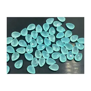 Pedras preciosas soltas Indiano Alta Qualidade Atacado Aqua Azul Calcedônia Facetada Desbravar Solto Briolette Pear Drops 10x14mm