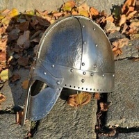 Casque Viking en métal poli avec design nasal normand pour les événements SCA - RJ HANDICRAFT STORE
