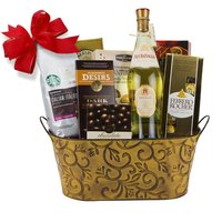 Panier-cadeau ovale en métal finition dorée, écologique, fait main, avec fleurs artificielles pour la maison, le jardin, les fêtes de Noël