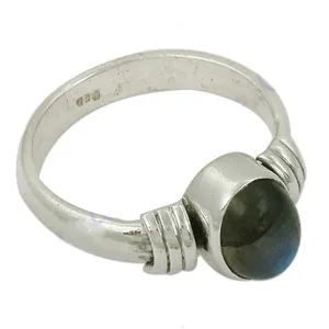 925 <b>Sterling</b> <b>Silver</b> <b>Men's</b> <b>Ring</b> with Labradorite and Garnet Gemstones Prong Setting Statement Oval Cut Jewelry - Product Image 3