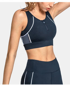 Sujetador deportivo con cremallera frontal 1/2 con chaleco de cuello alto en la espalda para mujer Fitness Wear - Product Image 1