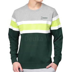 Sweat-shirt en molleton de coton personnalisé à col rond, couleur contrastée, faible MOQ, pour adultes, avec logo brodé sur mesure. - Product Image 1