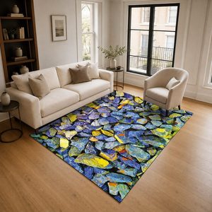 RUGS DEPOT LXDP-0827 Wholesale Charcoal Grey Vintage Patchwork Digital Printed Machine Washable Chenille Area Rug Non <b>Slip</b> - Product Image 2