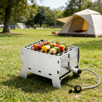 Brûleur à gaz BBQ portable et pliable en acier inoxydable léger, idéal pour le camping en plein air, la pêche en bateau, les excursions de randonnée et les pique-niques – Offre Spéciale