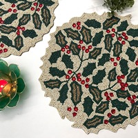 Napperon de table perlé rond élégant avec motif floral inspiré des pétales Tapis décoratif perlé à la main pour table à manger Table basse