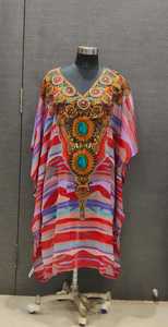 Albornoz Midi Floral de poliéster 100% para mujer, vestido inspirado en Kimono Salwar Kameez, ropa India pakistaní para primavera y verano - Product Image 6