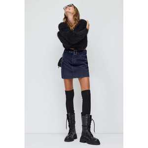 <b>Velvet</b> Trim XS Mini <b>Skirt</b> Casual Club-Style Straight PU Leather Cargo <b>Skirt</b> with Natural Waistline Printed Decorations - Product Image 3