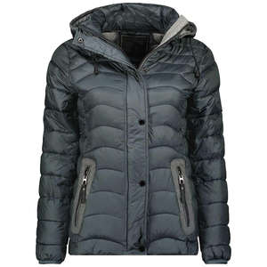 Blouson bomber matelassé respirant en toile tricotée pour femme avec capuche, manteau d'hiver coupe ample avec doublure en coton - Product Image 1