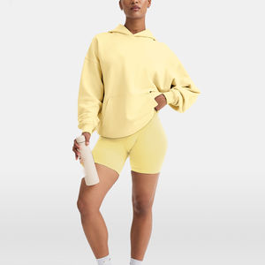 Sudadera con Capucha Extra Grande para Mujer, 100% Algodón Orgánico, con Logotipo Personalizado Bordado, Estilo Francés, con Bolsillo, Informal, Deportiva - Product Image 4