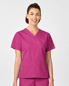 Uniformes unisex con cuello en V y doble bolsillo para mujer, uniformes sanitarios cómodos de algodón y poliéster de colores sólidos con diseño original - Product Image 5