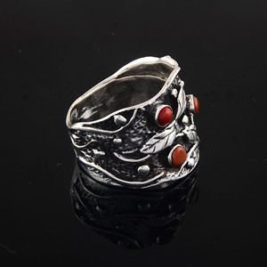 Wholesale Fine Jewelry Natural Coral Gemstone 925 Sterling <b>Silver</b> <b>Ring</b> Bezel Setting <b>for</b> Weddings Birthday Parties <b>for</b> <b>Men</b> Women - Product Image 2