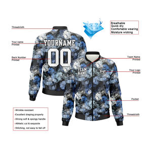 Chaqueta universitaria inspirada en neón personalizada para festivales, cuello levantado con bordado frontal, 2017 - Product Image 2