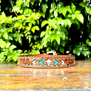 Ceinture en cuir Western Bull avec boucle Western haut de gamme, couleur et taille personnalisées, motif Paisley - Product Image 4