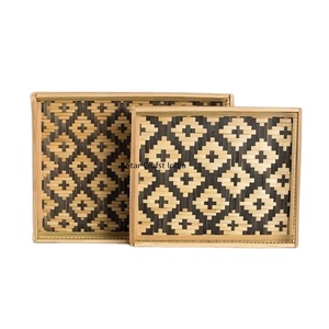 2 Bandejas de Servicio de Yute y Mimbre Hechas a Mano, Bandeja para Servir Alimentos, Venta al por Mayor de Fábrica, Suministros para Restaurantes y Hoteles de Fabricante Indio - Product Image 1
