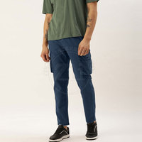 Pantalon Cargo Homme Décontracté de Sport Léger et Respirant de Haute Qualité, Taille Mi-Haute, Couleur Unie Foncée pour Adulte