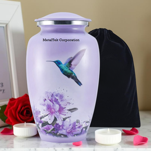 Urne funéraire en métal de haute qualité, colibri multicolore, design classique personnalisable, pot décoratif pour les cendres funéraires, pour animaux de compagnie et adultes - Product Image 6