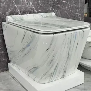 WC Sospeso Fatto a Mano Stile Pittura a Inchiostro Cinese Design Moderno Doppio Scarico Forma Quadrata Personalizzabile per <span class=keywords><strong>Bagno</strong></span> - Product Image 1