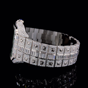 Magnífico Reloj de Hombre de Acero Inoxidable con Esfera de Cristal de Diamante Moissanite VVS, Movimiento de Cuarzo, Detalles Radiantes, Lujo Antiguo - Product Image 3