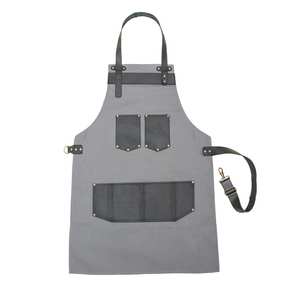 Plus Size Barber <b>Apron</b> with Leather Straps & Tool Pockets Canvas Workwear with Comfort & Functionality - Product Image 1