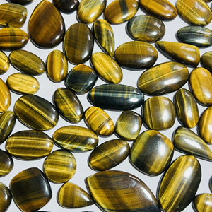 Precio más barato cabujón de ojo de tigre múltiple, piedra preciosa Lisa semipreciosa suelta. Parte posterior plana de tamaño personalizado para hacer joyas de piedra, - Product Image 3