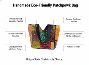 Sac à bandoulière artisanal durable style bohème patchwork avec fermeture éclair, en coton recyclé, écologique, fourre-tout vintage, style Kantha, hippie, hobo - Product Image 6