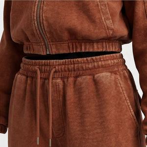 Unique Style High Quality Acid Wash Tracksuits For Women Wholesale <b>Drop</b> Shoulder Lightweight Ladies Two Piece Set Gym Activewear - Product Image 5