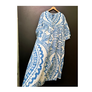 Haute sur demande été décontracté coton imprimé robe mi-longue avec gland A-ligne Silhouette tissu doux pour les femmes - Product Image 1