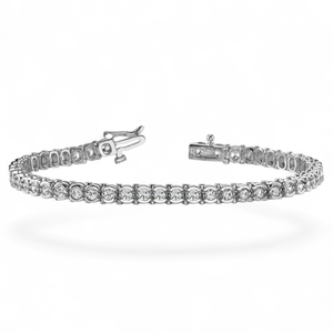 Bracelet tennis en diamant rond (naturel) serti semi-bélière élégant en platine - Product Image 1
