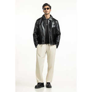 Chaqueta Casual de Piel de Oveja Genuina con Cuello Alto y Cierre de Cremallera, Corte Regular, Temporada Otoño, MN-JKT-WS25-027, Talla XS - Product Image 2