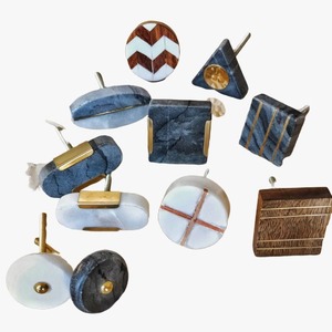 Attrayant haut de gamme marbre porte tirer Simple rond cuisine poignée meubles armoire tiroir bouton indien à la main pierre laiton bouton - Product Image 5