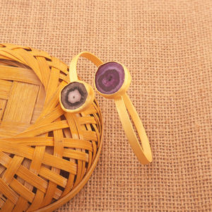 Trendy Jewelry Natural Purple & Black Solar Quartz Open <b>Cuff</b> Bangle Matte Dull Gold Plated Handmade Adjustable Bangle <b>Bracelet</b> - Product Image 4
