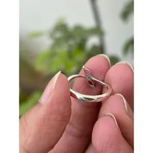 925 Silver Natural Sapphire <b>Ring</b> <b>Adjustable</b> Trendy Inlay with Princess Cut Jade and Rhodium Plating for Engagement - Product Image 4