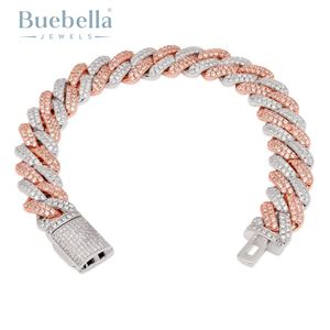 Offre Spéciale 12mm 925 Argent 18K Plaqué Or Deux Tons Rappeur Cubain Lien Bracelet Hommes Hip Hop Rond Brillant Coupe Moissanite Bracelets - Product Image 1