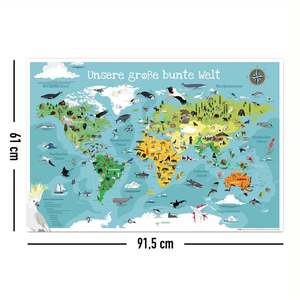 Children's XL World Map <b>Poster</b> Modern Design Colorful and Big for Wall Use Made of Paper - Product Image 6