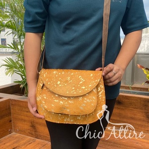 Bolso cruzado de moda occidental de piel auténtica personalizado para mujer, nuevo diseño metálico dorado, bolsos de piel de vaca con logotipo, bolso de hombro - Product Image 1