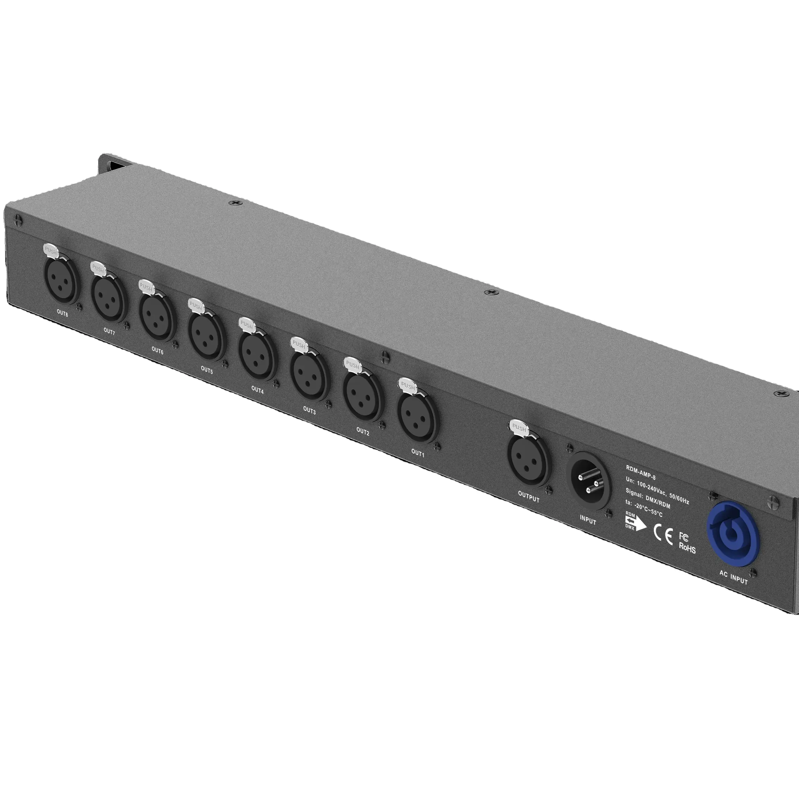 LTECH RDM-AMP-8 RDM DMX 8ch 신호 증폭기 8 채널 DMX512 신호 증폭기 8 방향 dmx 증폭 신호