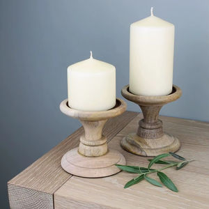 Soporte de vela ecológico de madera hecho a mano de creación antigua para decoración del hogar, para Navidad, boda, cumpleaños, Pascua y Día de San Valentín - Product Image 1