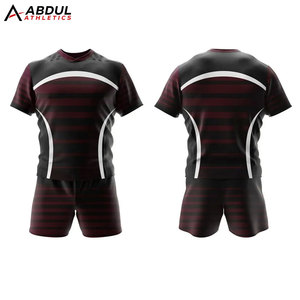Ensemble uniforme de rugby respirant pour hommes, maillot à manches courtes et short assorti, tissu léger et confortable pour l'entraînement - Product Image 1