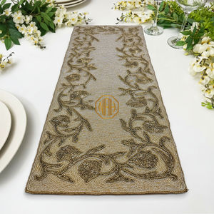 Chemin de table brodé de luxe de 36 pouces avec perles de verre, décoration de fête de mariage - Product Image 6