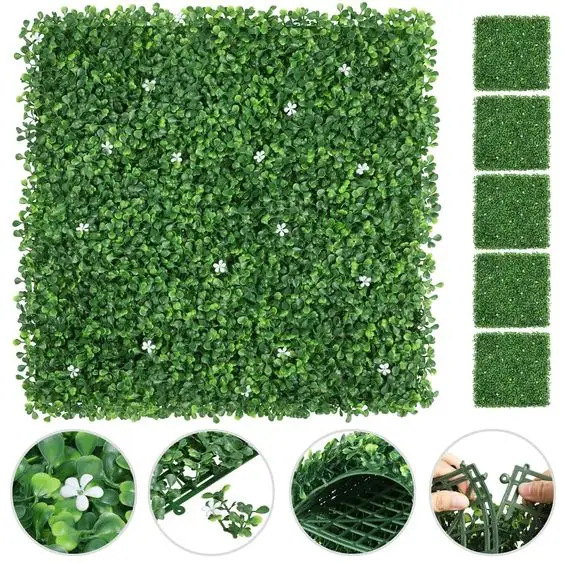 Pq24 100X100cm Artificial Boxwood Hedge Faux Foliage Plant Wall Artificial Greenery Panel for Indoor Outdoor Decor