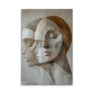 Made In Germany - Home Decor Canvas Picture Faces Formes Modern-Peinture murale murale en beige et gris-Stretcher Frame Art - Product Image 1